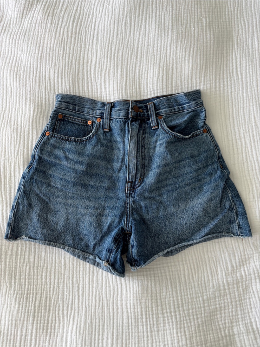 Madewell Classic High-Rise Blue Denim Shorts